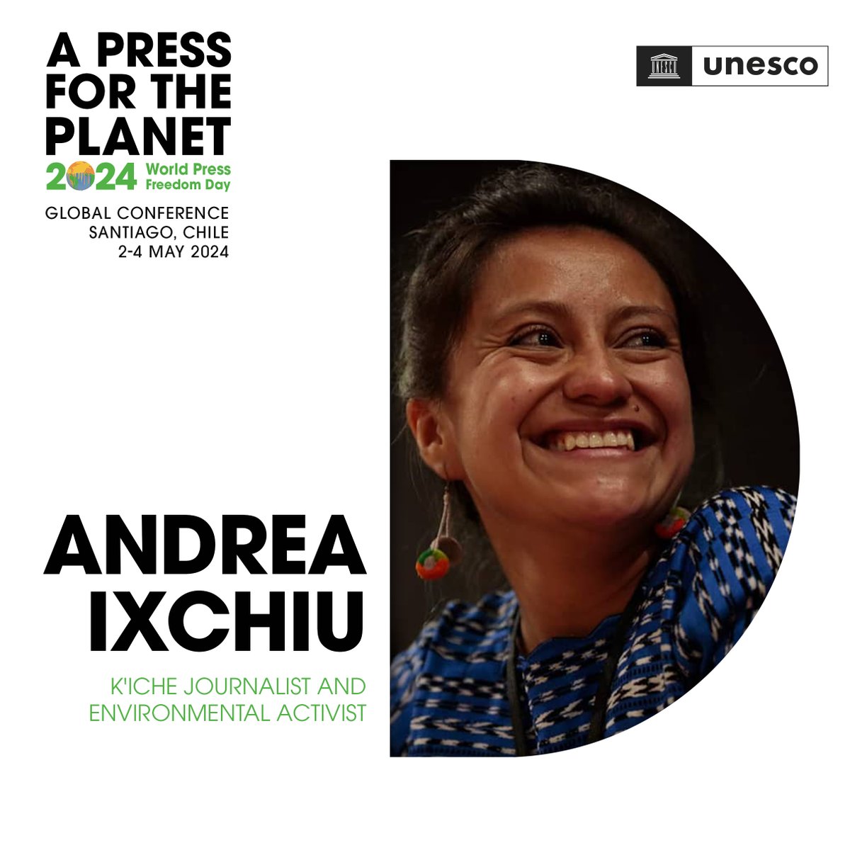 Environmental journalists face threats of violence, and indigenous communicators are among the most affected. @Andreakomio, Maya K'iche journalist, land protector and human rights activist from Guatemala, will be present at the #WorldPressFreedomDay 👉 unesco.org/en/days/press-…