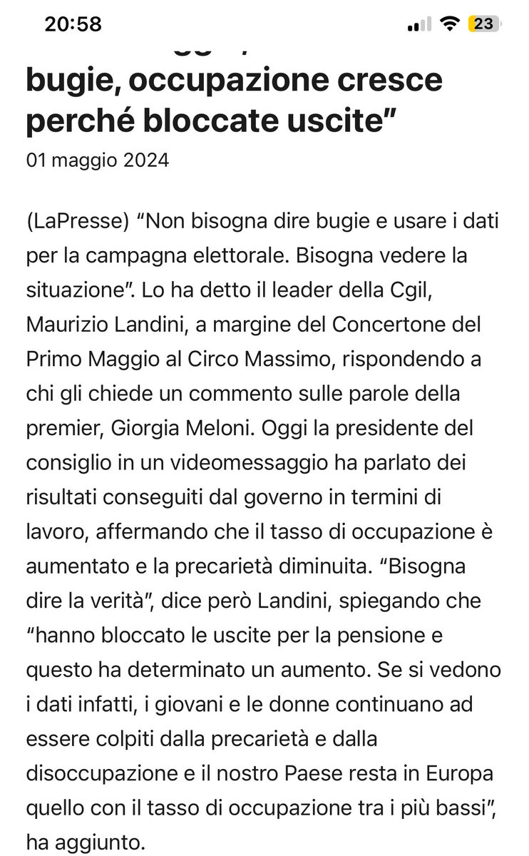 Ma chi dice la verità :la Calderone con i suoi dati sulla crescita dell’occupazione a #cinqueminuti o Travaglio che parla di decrescita a #ottoemezzo ? A Landini l’ago della bilancia .