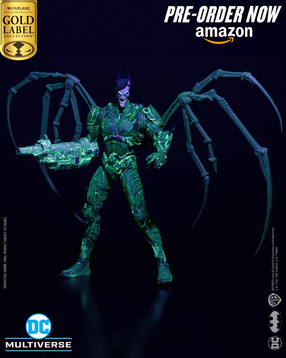 Batman: Futures End™ Glow in the Dark Edition Gold Label is available for pre-order NOW exclusively at Amazon! ➡️ bit.ly/BatmanFuturesE… 7' scale figure is featured in glow and the dark deco and includes art card, card stand & base. #McFarlaneToys #DCMultiverse #Batman