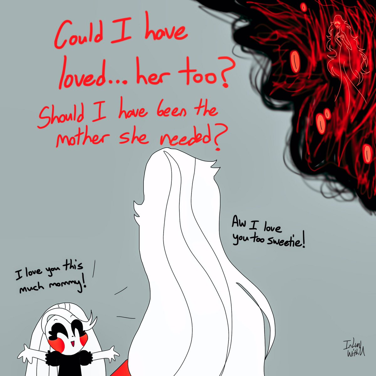 I still think Eve/Roo still visited her daughter secretly. 

#HazbinHotelFanart #HazbinHotelEve #HazbinHotelRoo #HazbinHotelCharlie #HazbinHotelLilith