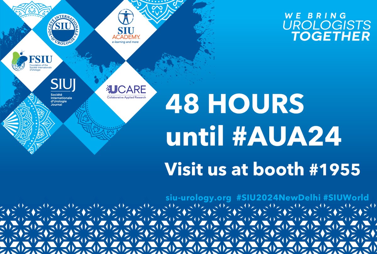 The countdown has begun for #AUA24! We're thrilled to connect with members and engage with the urology community to share SIU's activities and opportunities in 2024. Visit booth 1955 to learn more. @jteoh_hk @DrDeanElterman #SIUWorld #SIU2024NewDelhi