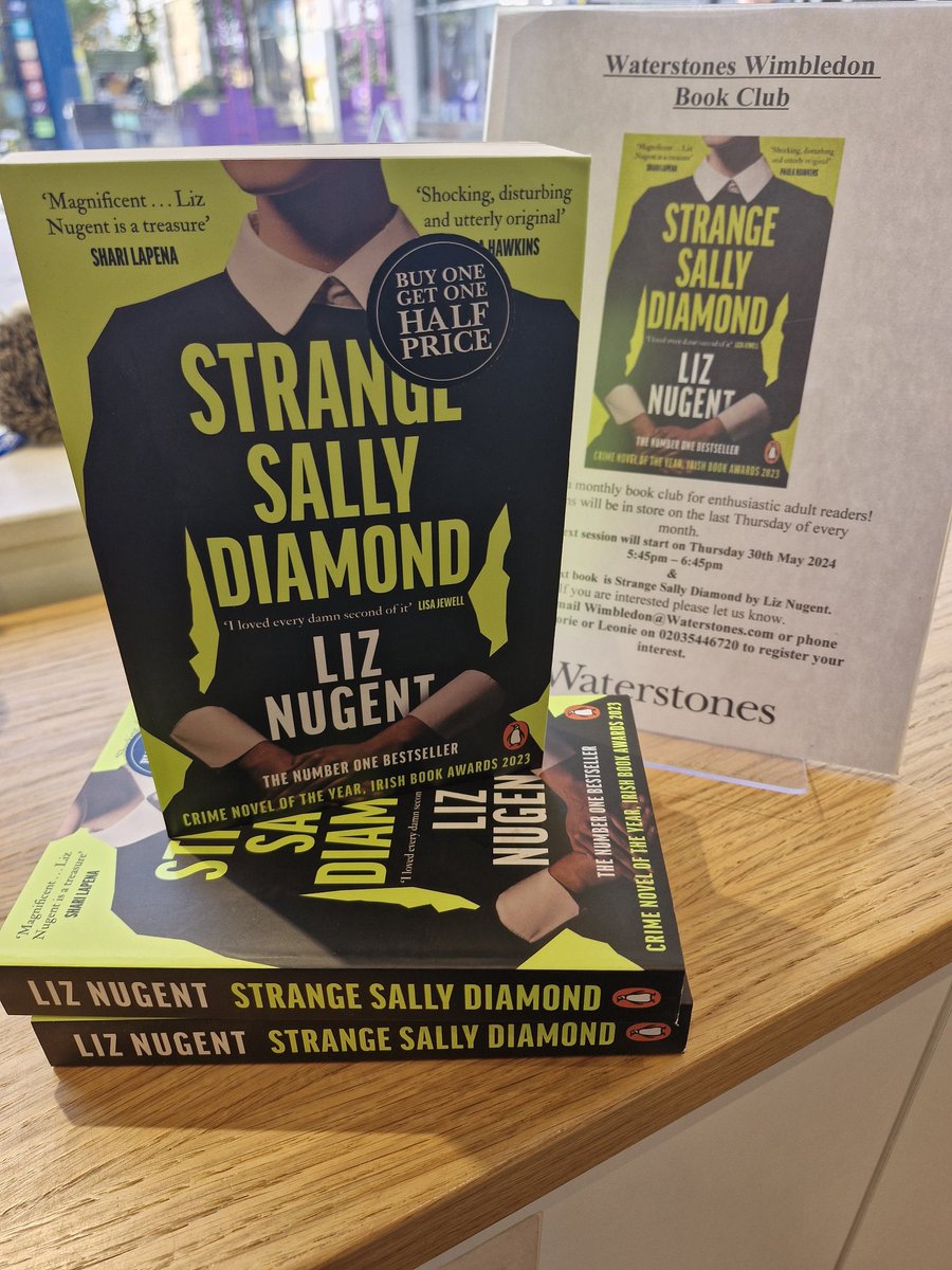 The details and book for our next Book Club: we will be reading Strange Sally Diamond by Liz Nugent. We will be meeting on Thursday 30th May at 5.45pm for an hour. Read the book and join us! If you would like further details, you can call or email us or speak to us in store.