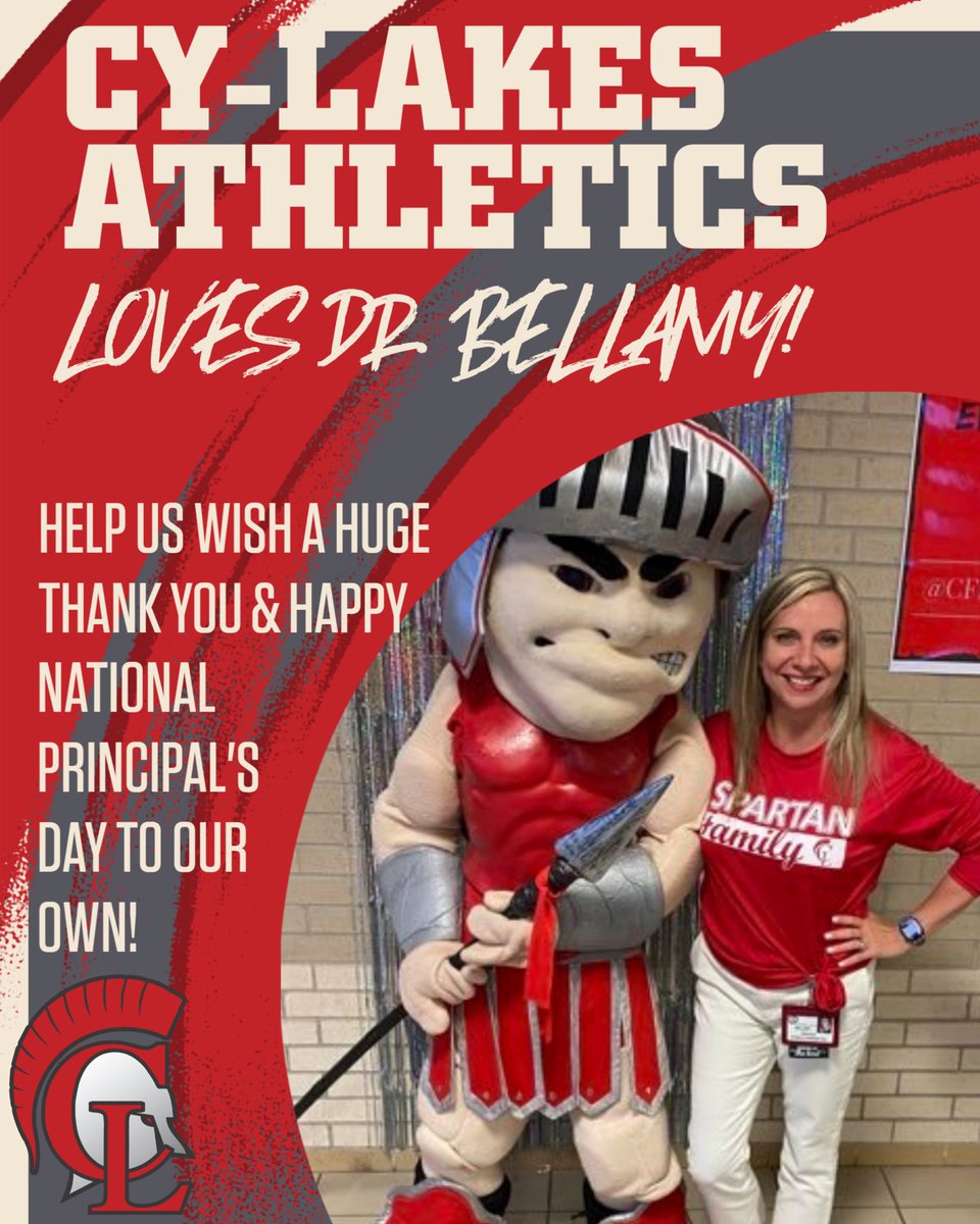We ❤️ our amazing Principal! Thank you for all your support. Happy Principals Day! #WAWG #ThisisSPARTA <a href="/CFISDCyLakes/">Cy Lakes HS</a> <a href="/LanetteBellamy/">Lanette Bellamy</a>