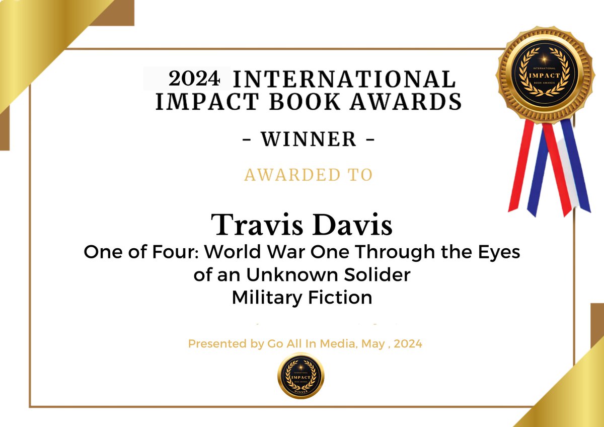 Wow, what a great day. One of Four's launch and being notified it won the International Impact Book Award. #books #BooksWorthReading #historicalfiction #history #WW1 #writerscommunity #militaryfiction #soldier
