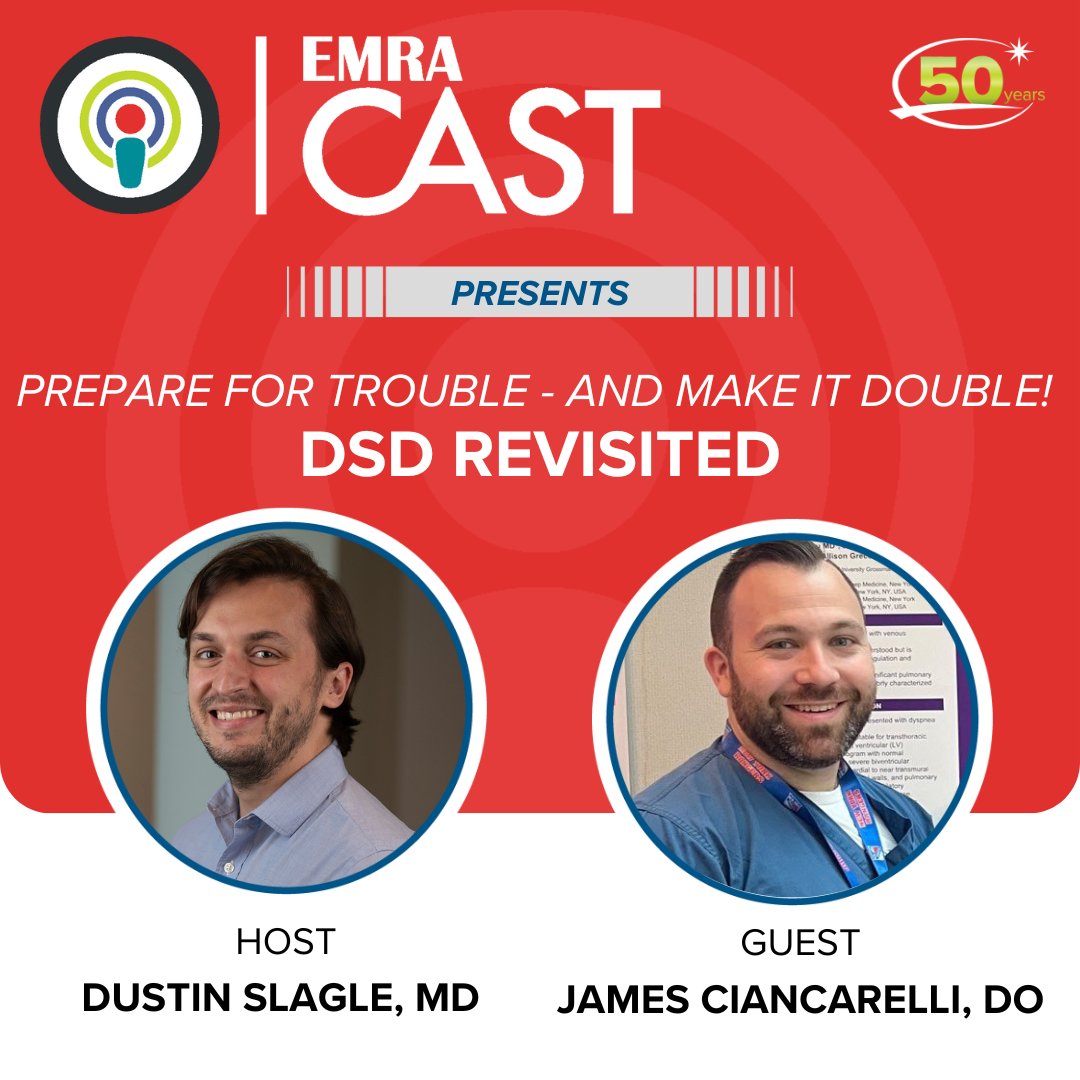 🎤 New episode - EMRA*Cast host Dustin Slagle, MD & NYU critical care cardiology fellow @JCiancarelliDO revisit the topic of dual synchronous defibrillation and further explore the theory, logistics, evidence, and indications for its use. Full episode 👉 bit.ly/3JIe4ud