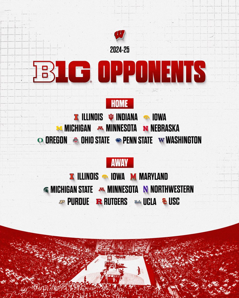 Our Big Ten opponents in '24-25 🏀👀 Two B1G new matchups in Madison INFO | 📰 go.wisc.edu/w68y03