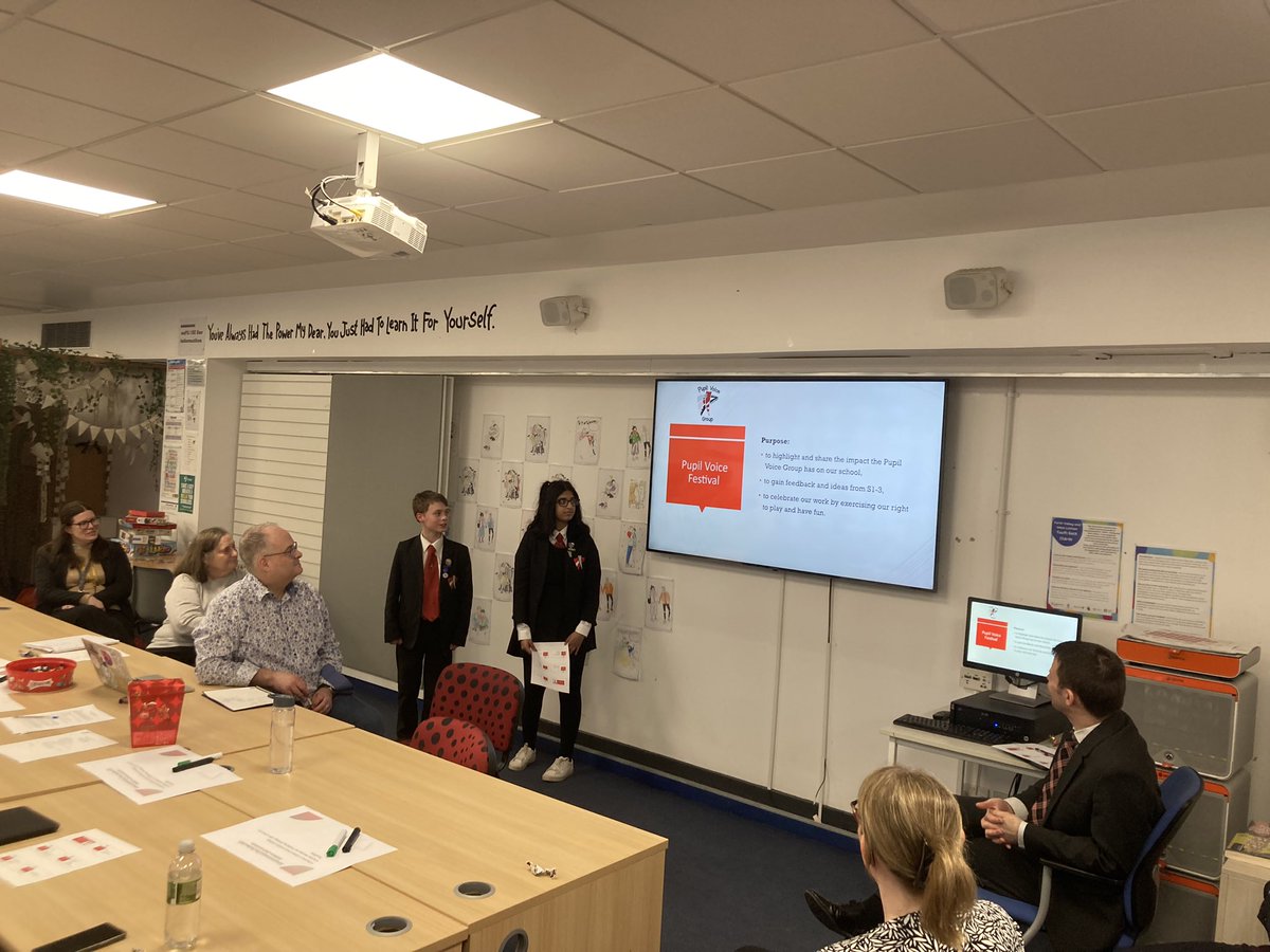Well done to our Pupil Voice Group on their presentation to Parent Council about their plans for the Pupil Voice Festival! #RRSA #Article29