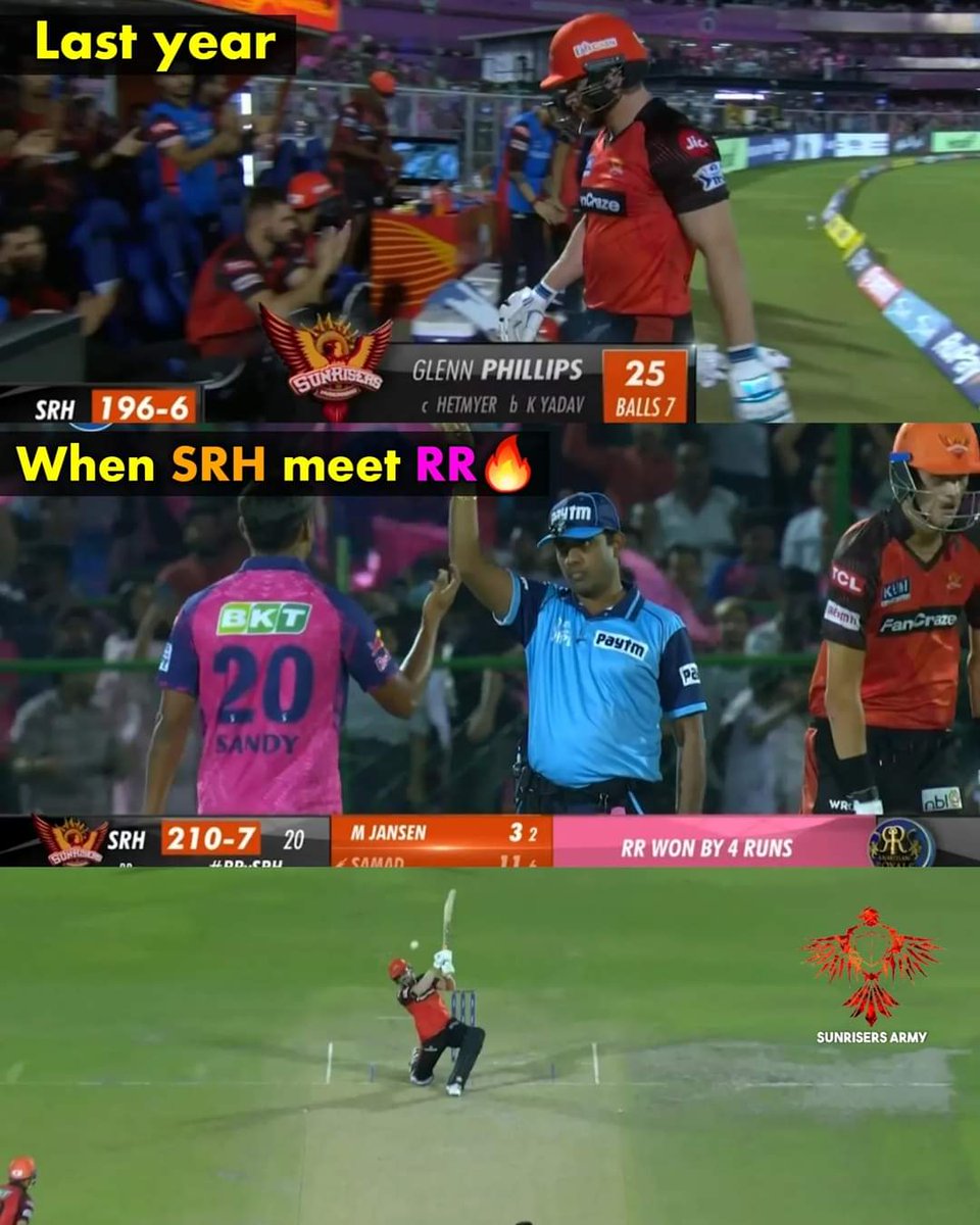 Whenever we play against RR it is a vibe 💥

Remember what happened last time #OrangeArmy?

#SRHvsRR ##IPL2024