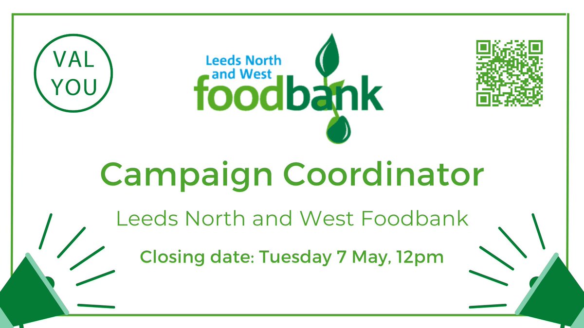 📌Do you have experience #campaigning or organising to achieve change? 📌Are you passionate about ending the need for #foodbanks in the UK? If so, @NW_leedsfood would love to hear from you! 👉ow.ly/Xqxg50RqpNm #LeedsJob #CharityJob #WestYorkshireJob