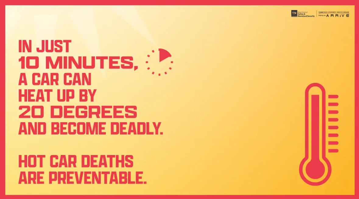 It National Heatstroke Prevention Day! NEVER leave a child alone in a car. If you see something say something! #ACT #heatstrokeprevention #hotcars @VUMCchildren @TNHSO @SKWAdvocate @InjuryFreeKids