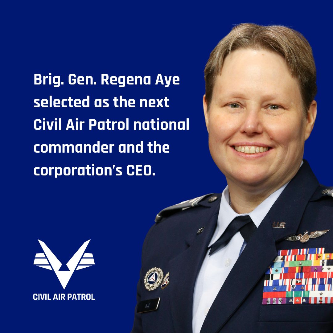 Brig Gen Regena Aye has been named #CivilAirPatrol's next national commander & CEO. She has been national vice commander since 2021 & has more than 30 years of CAP service. Her 3-year term begins when she assumes command Aug. 17 at #CAPNC24. Read more: bit.ly/4bkAflY