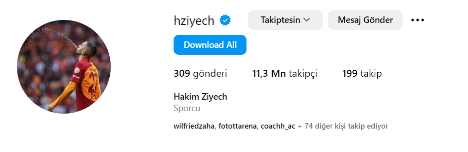 Hakim Ziyech, uzun bir aradan sonra Instagram profil resmini Galatasaray ile ilgili bir fotoğraf yaptı.