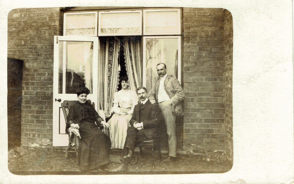 Undated, unidentified strangely grim pre-1918 postcard: 'On cloudy days the family rarely ventured more than 36' beyond their heavily veiled dining room'. Single half glazed door with side lights & hard to reach top light. Very popular in pre WW1 semis. The bifold of its day.