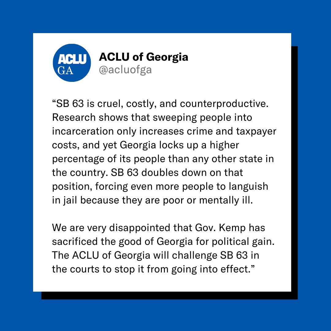 Georgia's governor has signed SB 63 into law. This bill creates a two-tiered justice system where wealth determines whether or not people languish in jail.