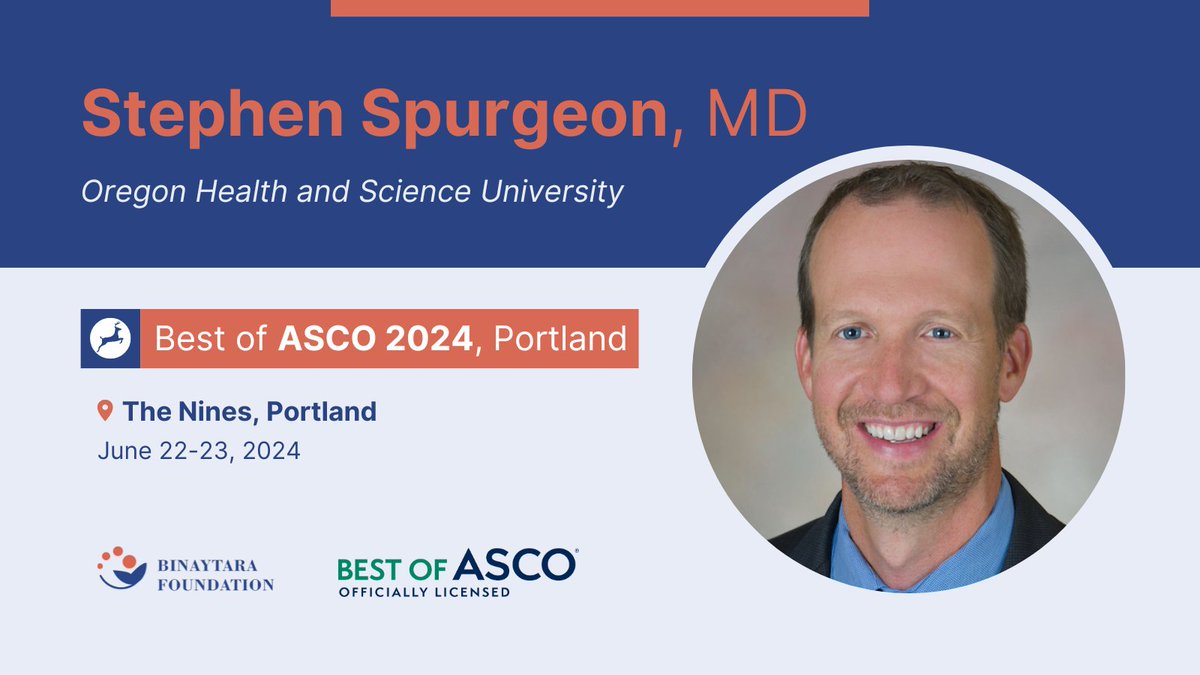 Join moderator Dr. Stephen Spurgeon (@OHSUKnight) for a Hematologic Malignancies session at #BestofASCO24 Portland! 🗓️ June 22-23, 2024 📍 The Nines, Portland ➡️ education.binayfoundation.org/content/best-a… #CME #oncology #ASCO #cancer #cancercare #hematology