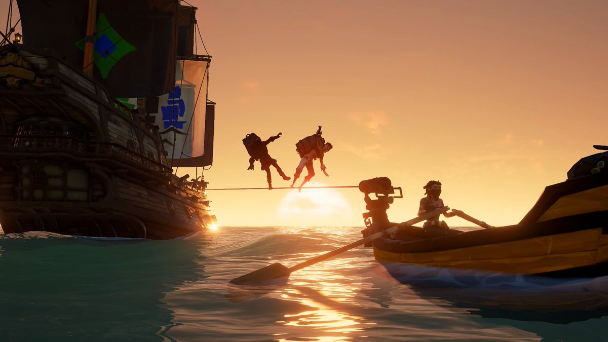 #SoTShot Theme - Stunning Sunset Plundering in the sunset 🧡 @SeaOfThieves #SeaOfThieves