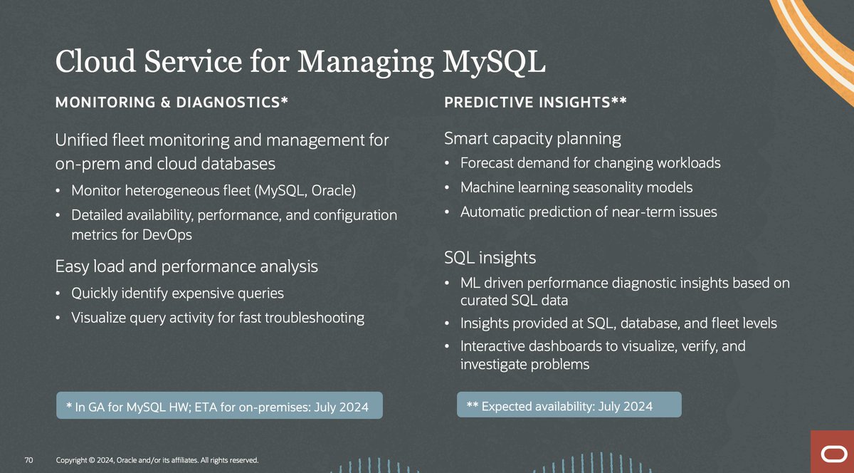 [MySQL and HeatWave Summit 2024] Keynote. Cloud Service for managing MySQL. Monitoring and Diagnostics. #MySQLHeatWave #MySQL