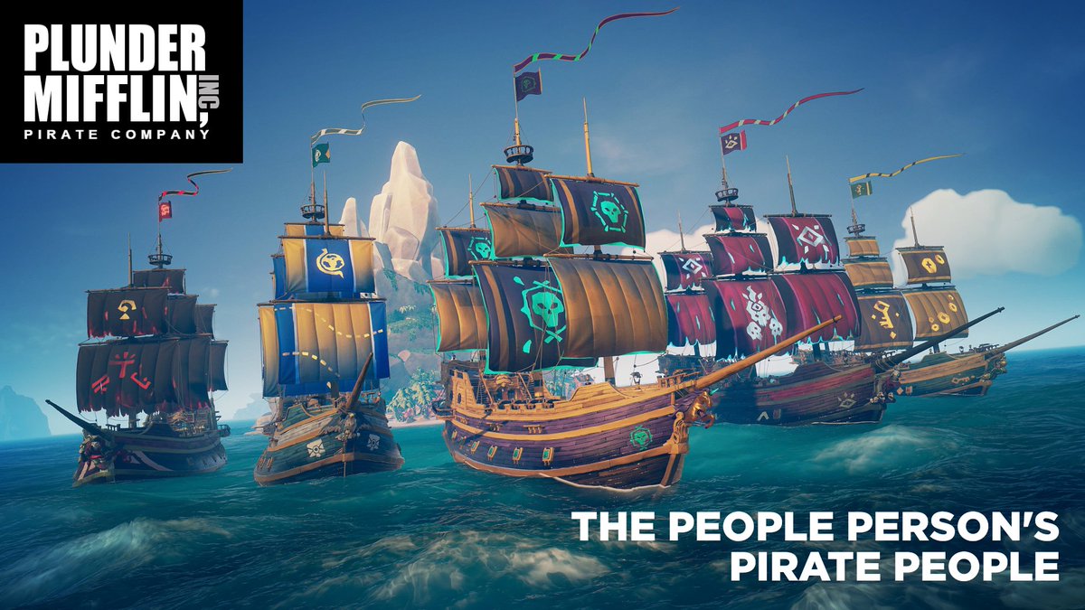 PLUNDER MIFFLIN. The People Person's Pirate People. Setting sail on the mighty Sea of Thieves for an evening of plunder and shenanigans. Do come say hello. twitch.tv/eternalleehd