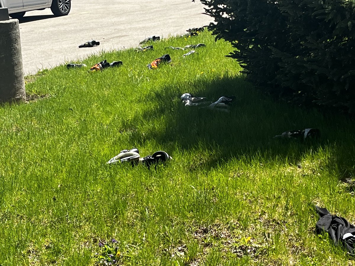 Kids were rollerblading for PE when the shooting began. Dozens of abandoned roller blades behind Mr Horeb Middle School.