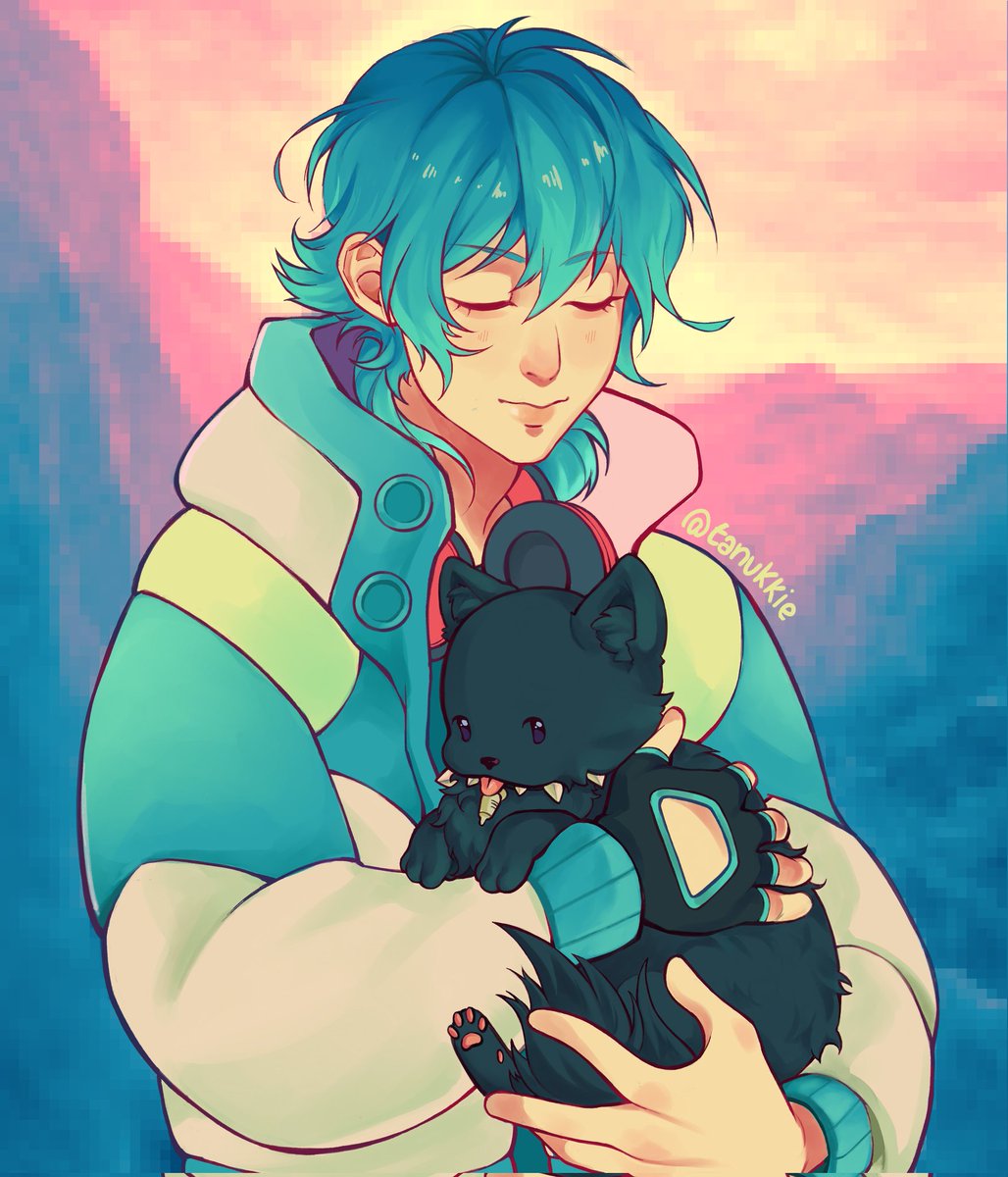 aoba holding ren like jesus holding a little lamb (i might be too late for this trend idk) #dmmd #DramaticalMurder #arttwt