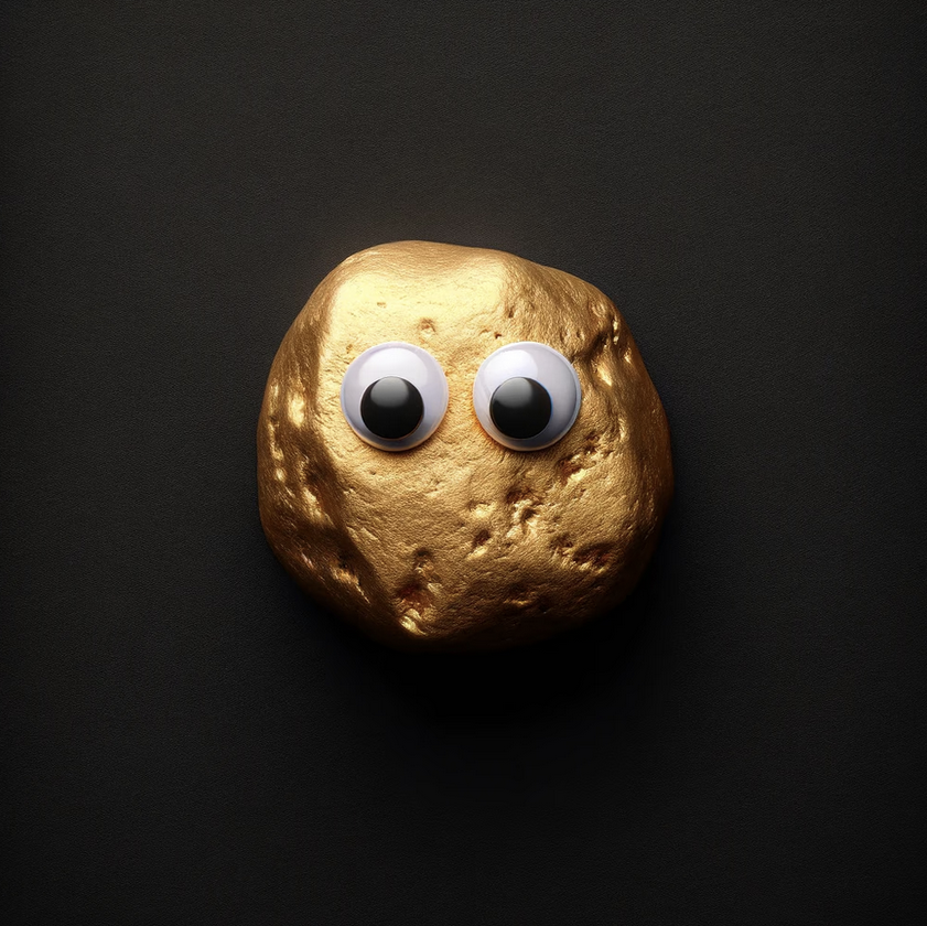 Minted this golden Googly Rock 👀 This is a project by my friend and artist @leAkira_Ishi