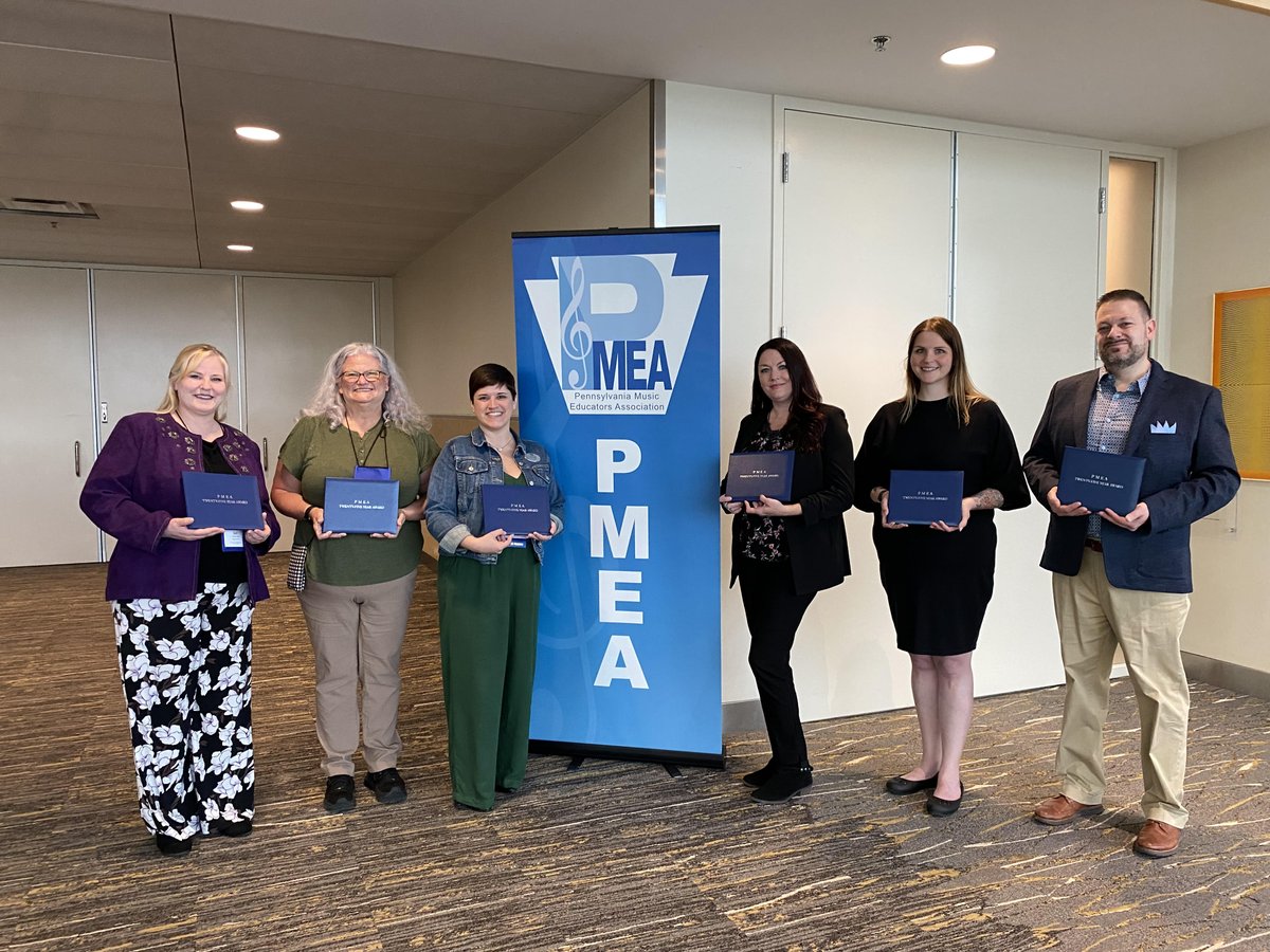 Congratulations to Ms. Christine Elek (2nd from left) who was honored for teaching music for 25 years at the PMEA All-State Festival and Convention in Erie, PA, late last month. We have been fortunate to have her for the past 15 years! #SFLionPride