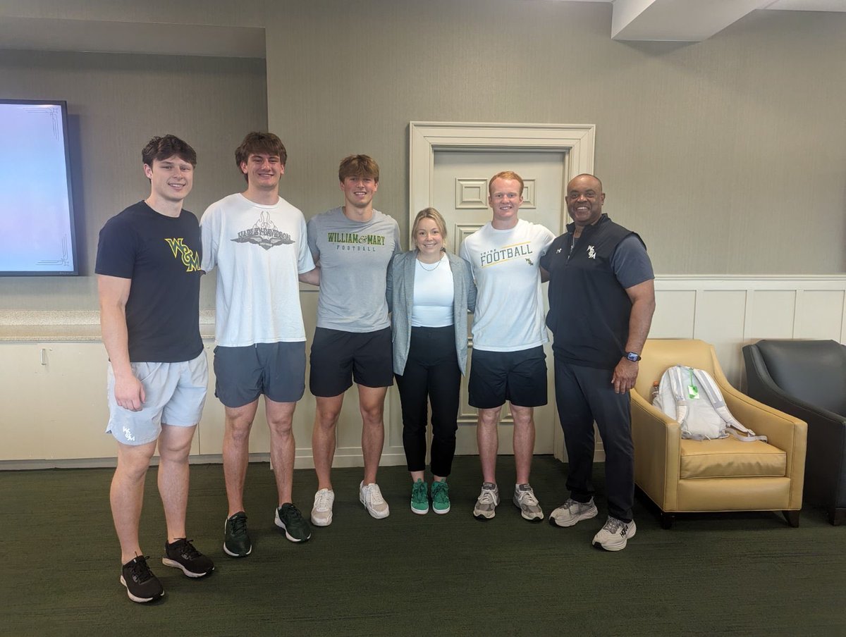 Pictured are 4 of our 16 FB Provost Award winners, 3.5 & Above GPAs: Owen Copeland, Jackson Blee, Jaden Boring & George White, pictured with Director of Academic Services. Congratulations!! ⁦@WMTribeFootball⁩ ⁦@TribeAthletics⁩