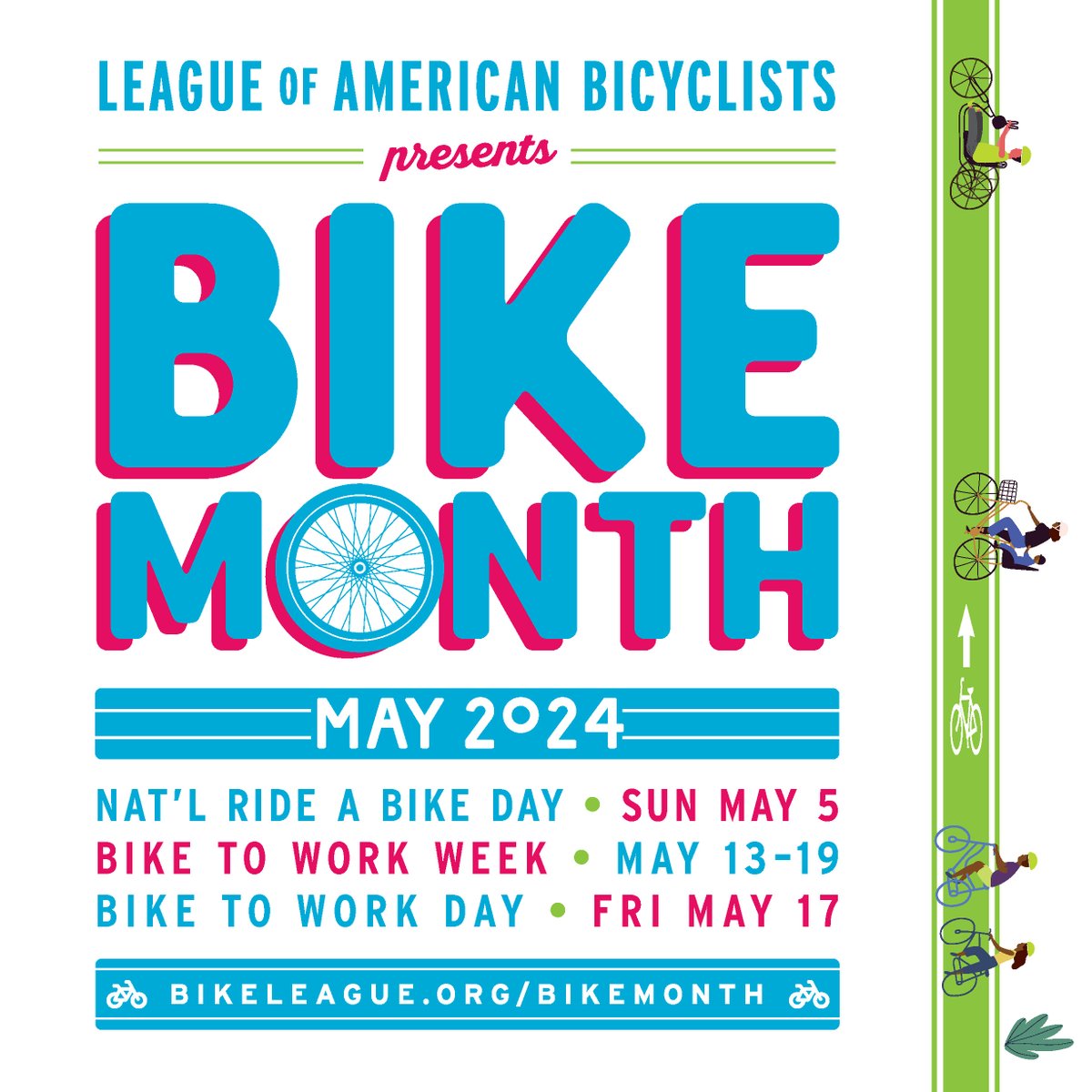 May is #NationalBikeMonth! Biking brings people together, can integrate physical activity into our daily routines, curbs your carbon footprint, and reduces other driving costs while reducing traffic congestion. Let us know where you plan to bike this month! 🚲 @BikeLeague