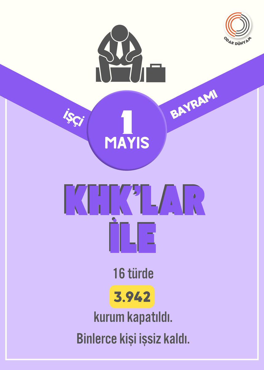 Khk'lar ile 3.942 kurum kapatıldı. Binlerce insan işsiz kaldı. Khkları intikam için kullandılar. #1MAYIS EmeğiÇalınanların Bayramı