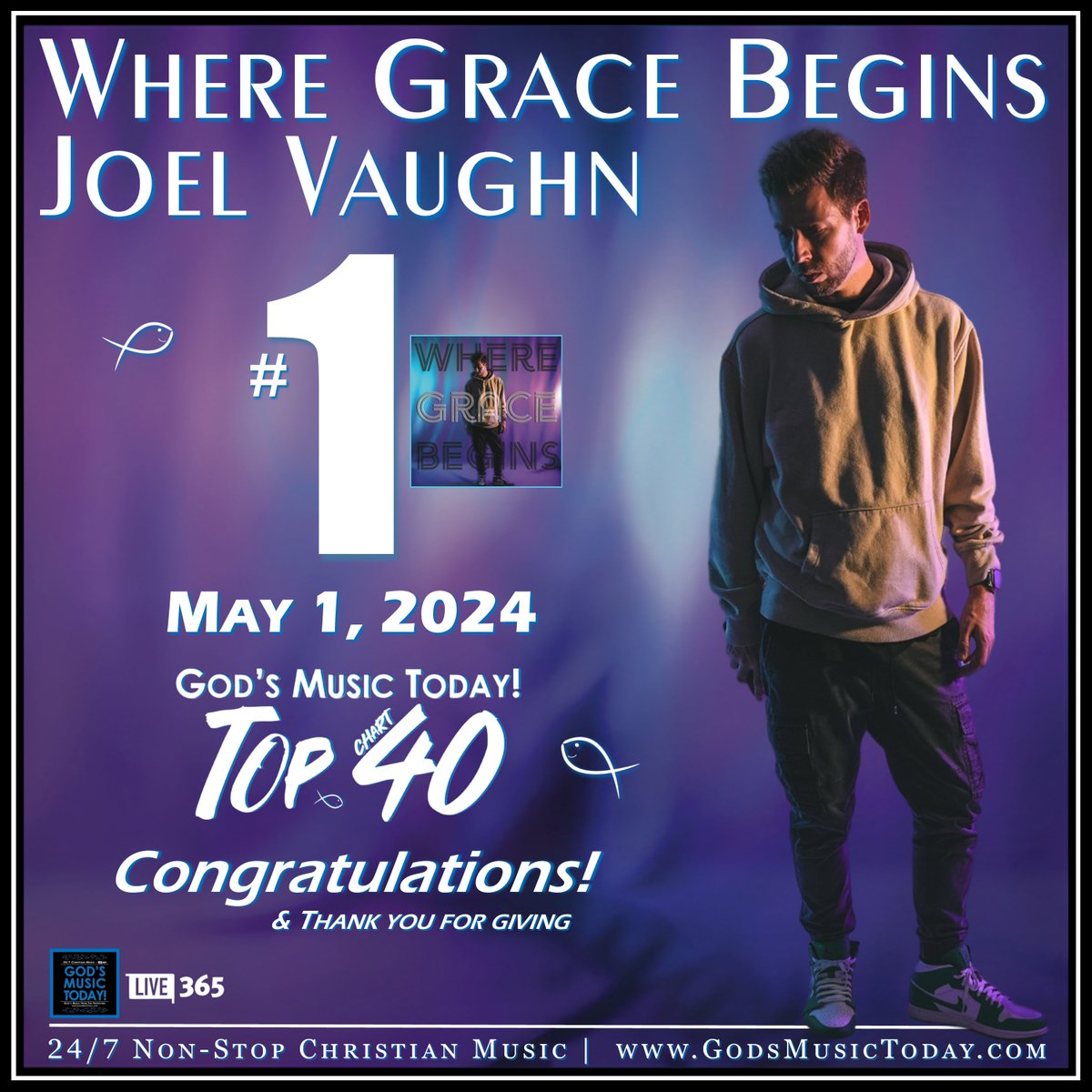 GOD'S MUSIC TODAY! "Top 40 Chart" - MAY 1, 2024 streaming.live365.com/a47929 GodsMusicToday.com godsmusictoday.com/chartinsider
<a href="/joelvaughnmusic/">Joel Vaughn</a> <a href="/aftergraceband/">After Grace</a> @JustinWarrenMusic @NicoleNortonMusic @TrueSongMusic