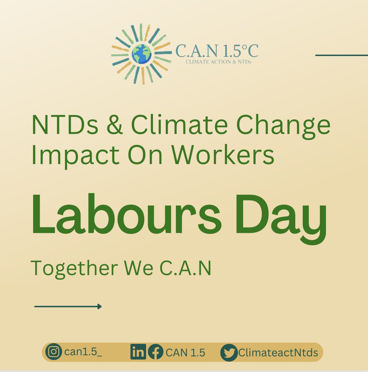 ClimateactNtds's tweet photo. Labour Day shines a light on the impact of Neglected Tropical Diseases (NTDs) and climate on workers worldwide. Let's raise awareness and advocate for better health protections of workers around the world. 

#LabourDay #NTDs #ClimateAction https://t.co/Y9ELjGkKXY