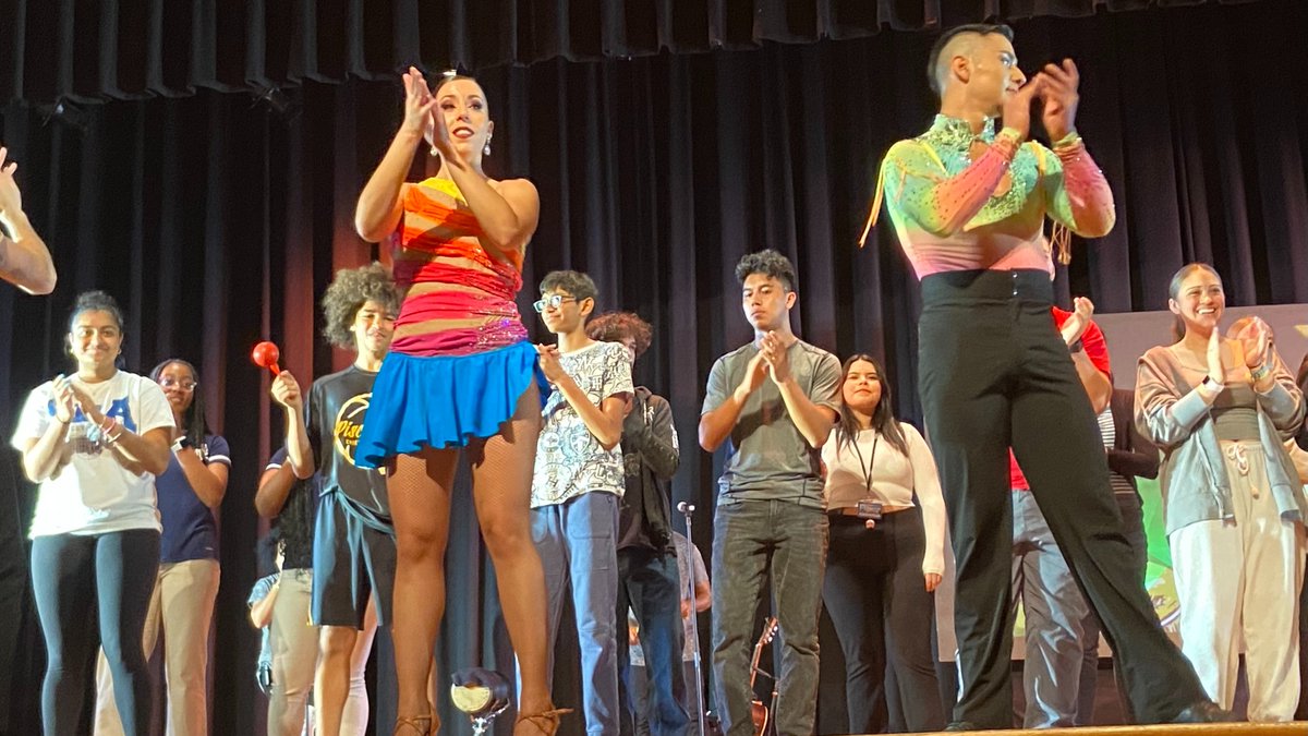 7th and 8th graders in the Schor MS World Language Pathways got to see the Hispanic Flamenco Ballet at @Felician_edu on 4/17! They watched performances of Flamenco, Salsa, Merengue & Bachata and were excited to go on stage and learn some moves. #PwayLearns #PwayInspires