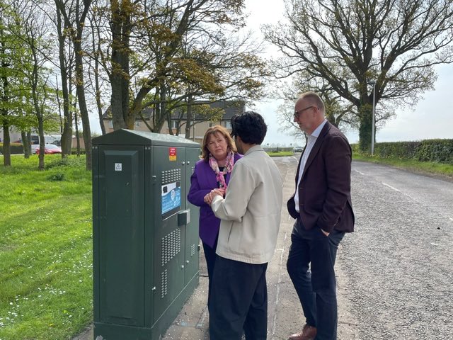 Great to be in Haddington to launch the first EV Charger pilot in all of U.K. which uses power from BT green cabinets on the street. Another example of innovation to grow the number and key locations for EV ⁦chargers. ⁦@BT⁩ ⁦@transcotland