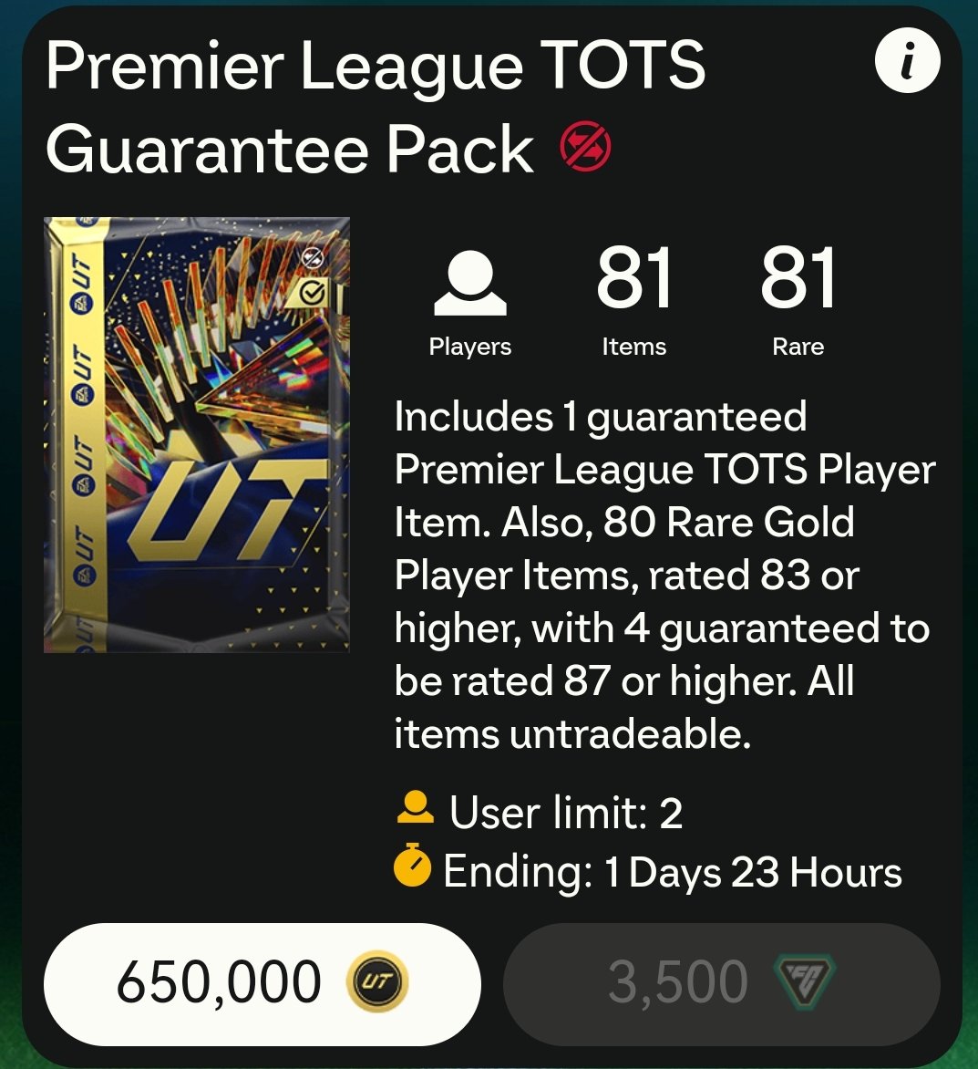 🚨💸 Quick GIVEAWAY
3x Premier League TOTS Guaranteed points

👉🏻 Follow @dbaboosting
👉🏻 RT this post 
👉🏻 RT the pinned post

🧑🏻‍🍳 Winners will be messaged after the BVB-PSG.
*Make sure we can message you!!

#FC24