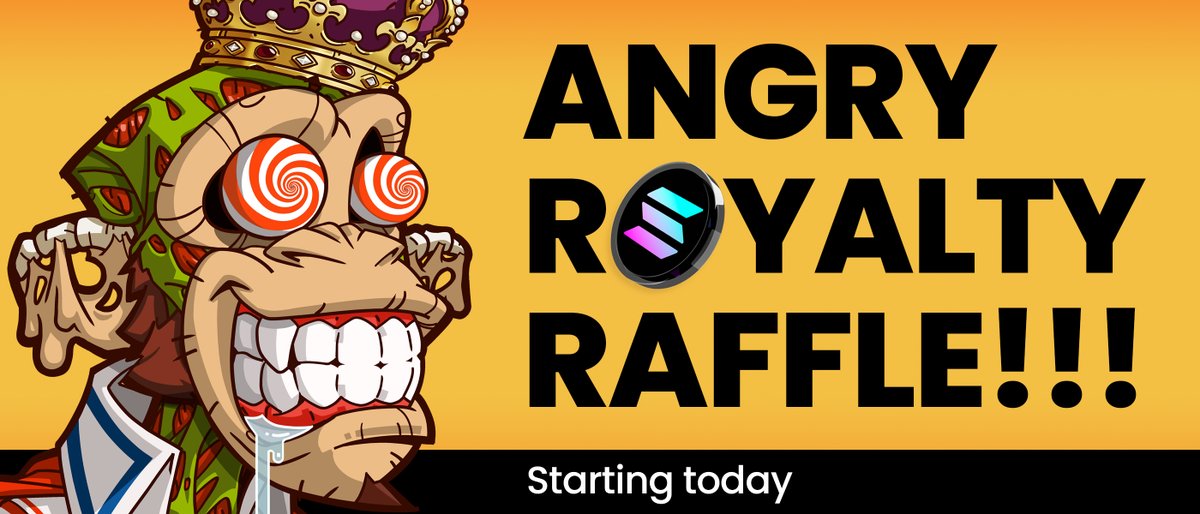 🎉🚀 Exciting Announcement! 🚀🎉 Introducing the ANGRY ROYALTY RAFFLE! 🦍💰 Join our month-long event for weekly raffles. Buy one angry ape and enter the Raffle. Win ALL weekly royalties!!! 🥳 magiceden.io/marketplace/an… Buckle up and join the frenzy! 🎲🎉 @AngryApesNFT…