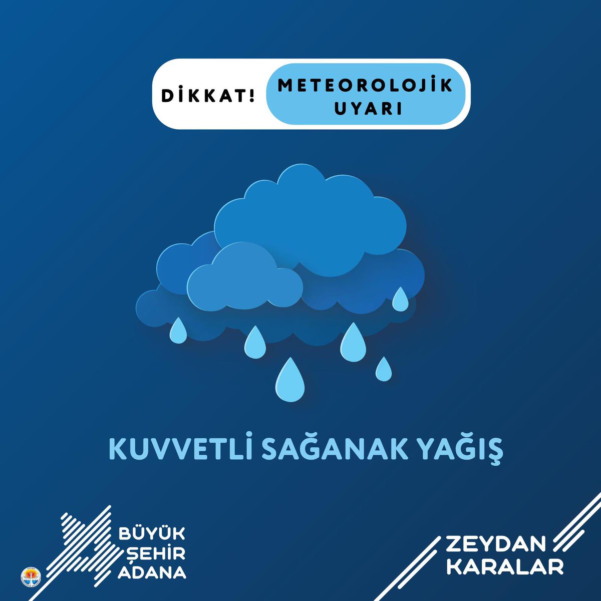 Vatandaşlarımızın dikkatine! Meteoroloji Genel Müdürlüğü'nün uyarıları doğrultusunda yarın Adana’nın doğusunda (Ceyhan, İmamoğlu, Kozan, Feke, Saimbeyli, Tufanbeyli) kuvvetli yağış beklenmektedir. Tüm ekiplerimiz teyakkuz halinde olacaktır.