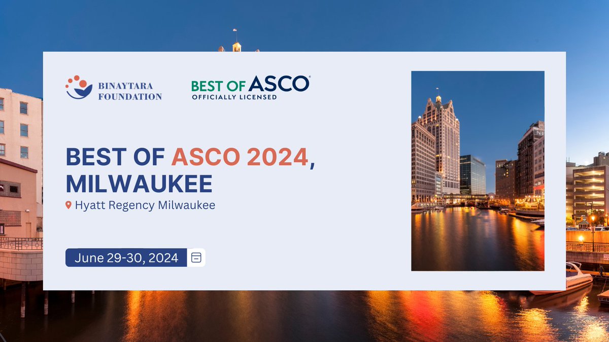 Don't miss us in Milwaukee for a #BestofASCO24 review meeting - register today and join us in June! 🗓️ June 29-30, 2024 📍 Hyatt Regency Milwaukee 🌐 education.binayfoundation.org/content/best-a… #CME #ASCO #cancer #cancercare #oncology #hematology #register #healthcare #medicine