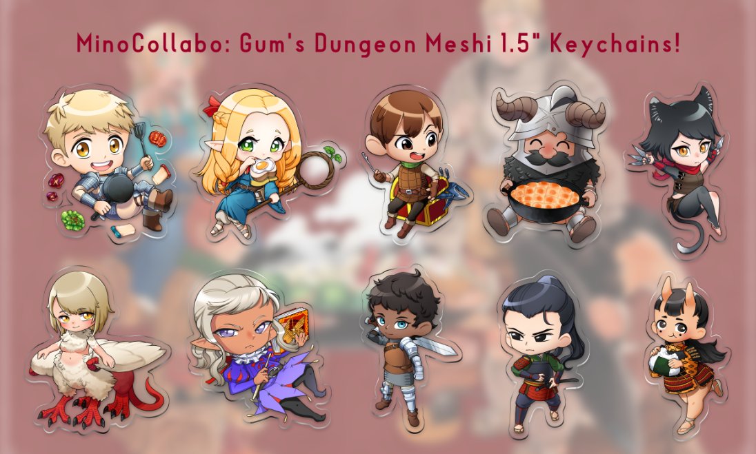 #dungeonmeshi #deliciousindungeon Dungeon meshi charms by @gumdropu_ are available to preorder! These items are online only and if you want to help support the artist, go add some dungeon divers in your cart and check out!! Link to store link in thread!