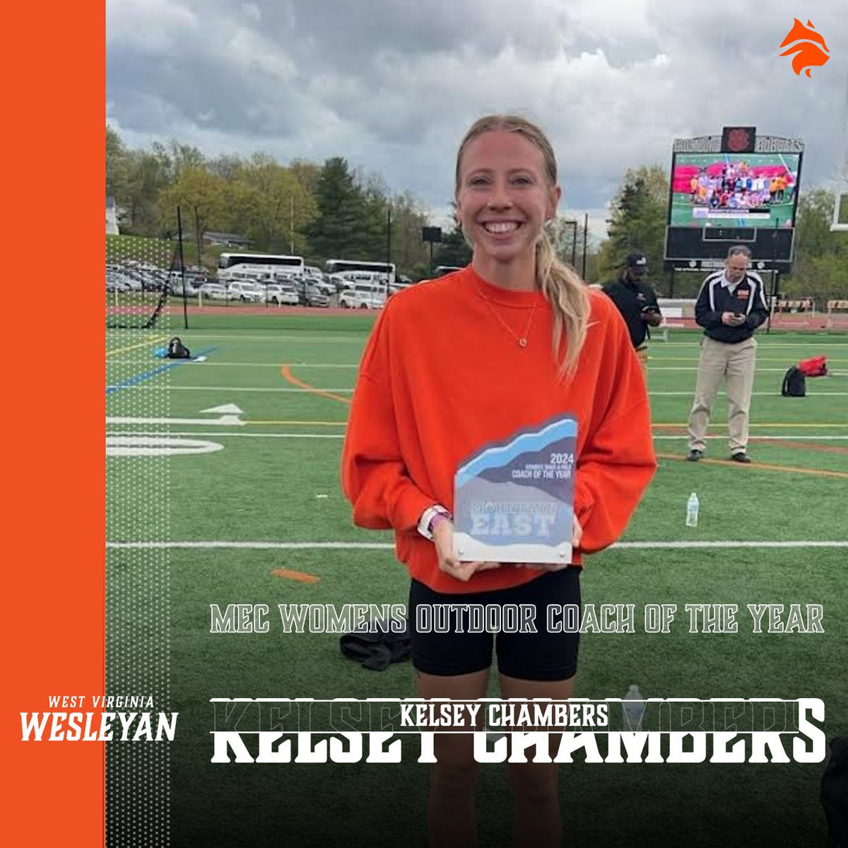 Congratulations to coach Kelsey Chambers of @wvwctrack on receiving Women’s Coach of the Year for the Outdoor Track and Field Season !