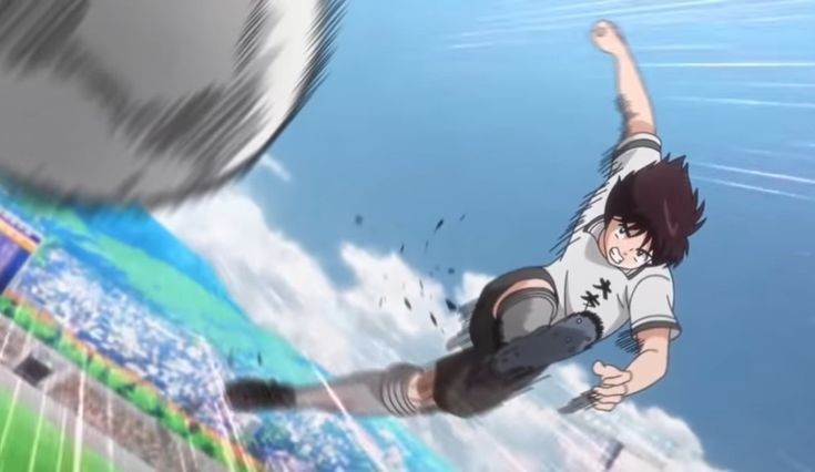 Failed attempt to do the Non‑Trap Running Volley Falcon Shot (Captain Tsubasa 2018)