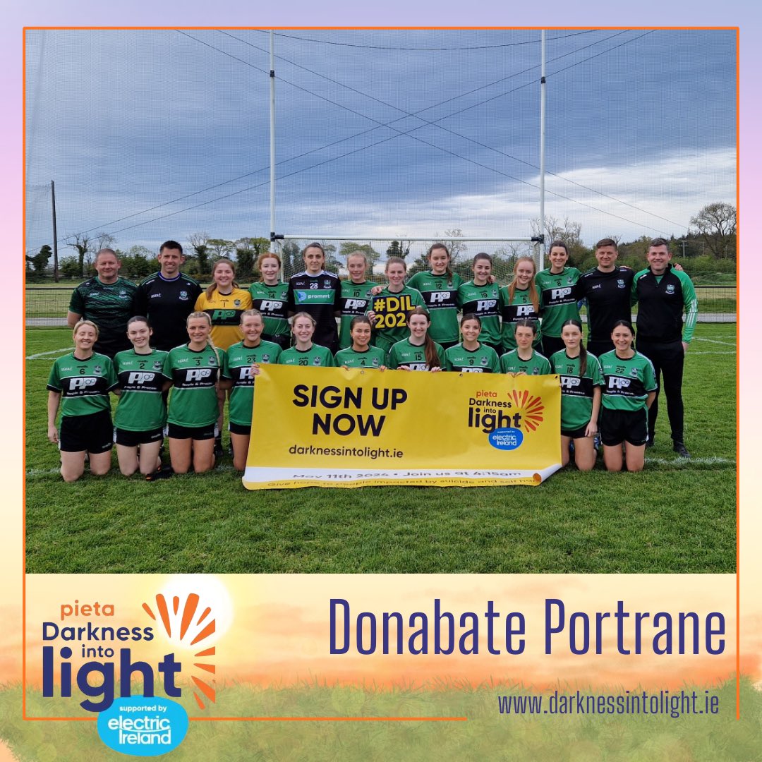 It’s fantastic to get the support of so many of our local sports teams and clubs. 
GRMA to @StPatsDonabate Ladies I squad for their backing for the inaugural #Donabate #Portrane @PietaHouse #DarknessIntoLight 🌅 on 11 May 2024. 

🔗 darknessintolight.ie