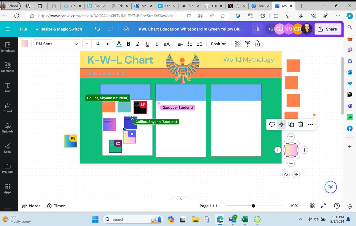 My 5th graders loved using the Sidekick in @GetSchoolAI so much they begged me for more time. We used @CanvaEdu to talk about what we learned and also what we liked about using the chatbot. Major win today!