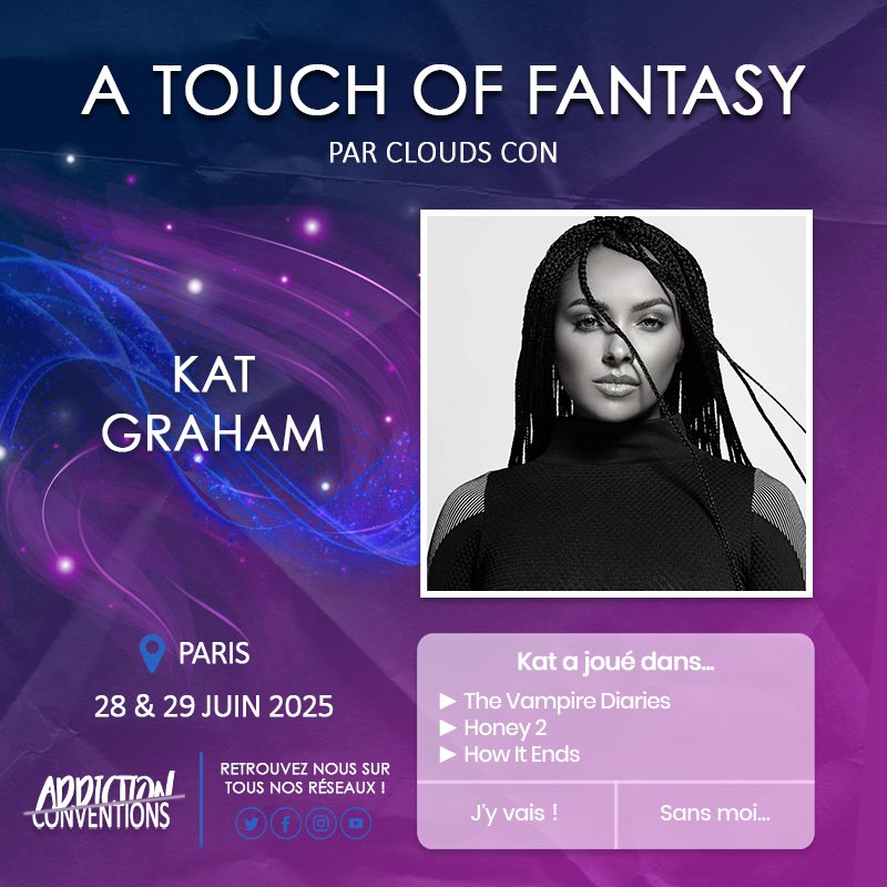 Kat Graham est la première guest de la convention #ATOF de @CloudsCon. 
🎟️: billetweb.fr/a-touch-of-fan…