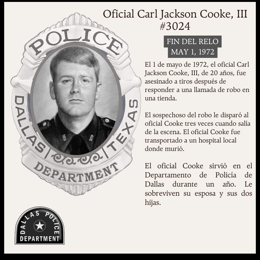 Pase de Honor – Carl Jackson Cooke, III
#GoneButNotForgotten #DallasPD