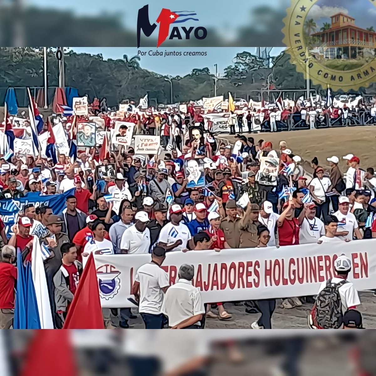 Más de 550 000 holguineros desfilaron este #1roMayo por plazas de todos los municipios de la provincia, en saludo al Día Internacional de los Trabajadores, defendiendo a la Revolución Socialista de #Cuba. ¡Muchas Felicidades al Pueblo! #Holguín de Victorias #PorCubaJuntosCreamos