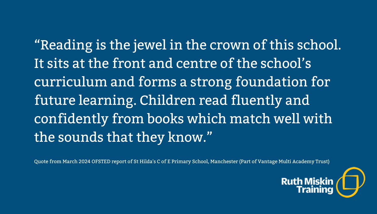 Congratulations to you all at @school_sthildas - 'reading is the jewel in the crown of this school' is praise indeed. We really enjoy working with you. Read the full report here 👉ruthmiskin.com/ofsted-reports/
