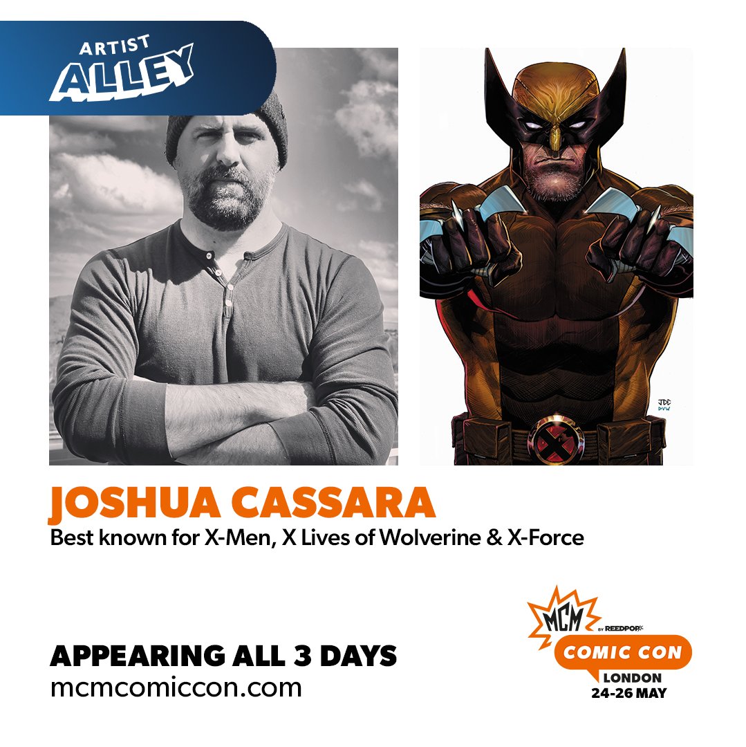 Meet Joshua Cassara in Artist Alley 🎉 Best known for X-Men, X Lives of Wolverine and X-Force. Buy MCM tickets: shorturl.at/dgtz3 @joshuacassara