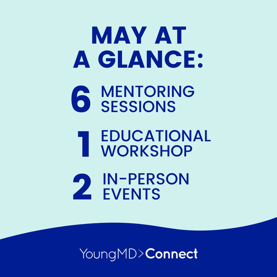 May is in full bloom 💐 with 6 YMDC #mentoring sessions, 1 educational workshop, and 2 in-person events on the calendar! 🗓️ Don't miss out! Reserve your spot today at youngmdconnect.com 💫