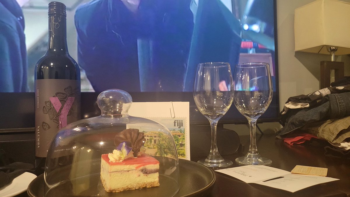 Massive gratitude to Grand Pacific Hotel [@IHGhotels] for the surprise honeymoon bottle of wine, congratulations card, and slice of cheesecake! ❤️