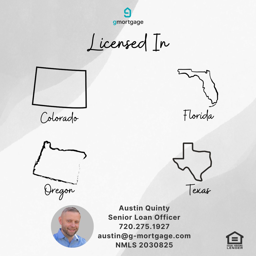 Congrats to Senior Loan Officer Austin Quinty! In addition to Colorado, Austin is also now licensed and has your mortgage needs covered in Florida, Oregon, and Texas! It is Austin's mission to help you achieve your goals and meet your home loan needs.